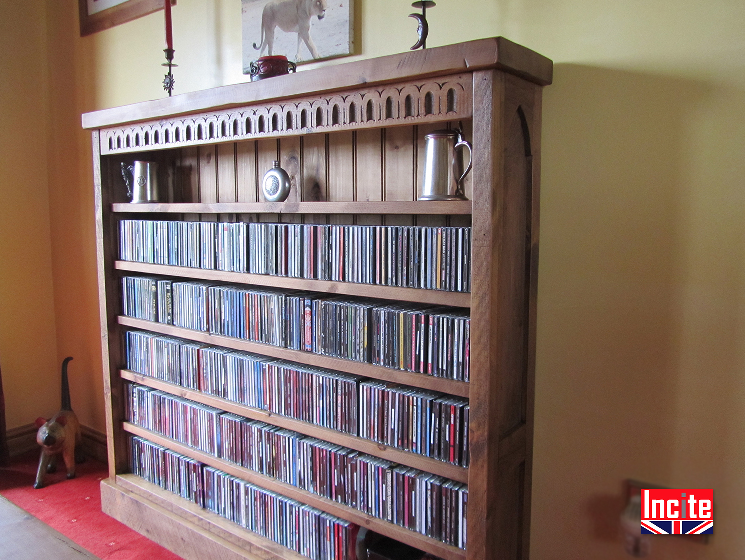 Hand Carved Compact Disc Storage Bookcase By Incite Derby